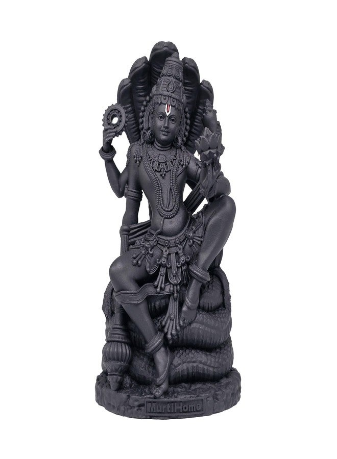 MurtiHome Vishnu Murti مع Sheshnaag، ارتفاع 10.16 سم، أسود، طباعة ثلاثية الأبعاد، راتنج للأشعة فوق البنفسجية، تمثال ديني هندوسي للورد شري هاري ماهافيشنو نارايان - Image 1